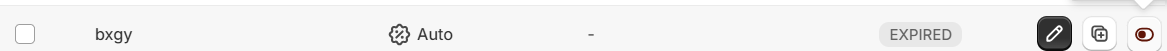 AIOD discounts table showing an automatic discount with an expired status.